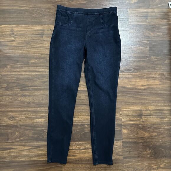 SPANX Jean-Ish Ankle Leggings Pull On Size M Blue Denim Stretch Jeggings EUC - Picture 1 of 14